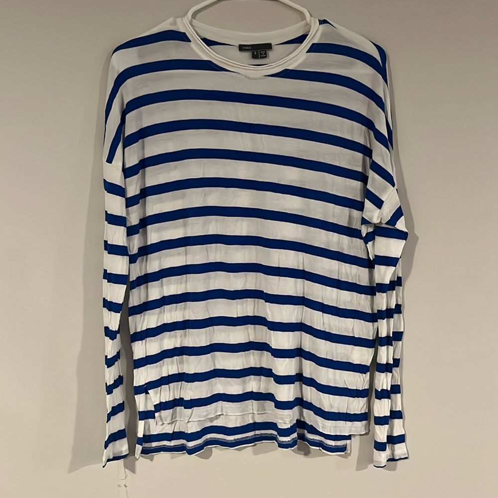 Vince blue and white striped long sleeve